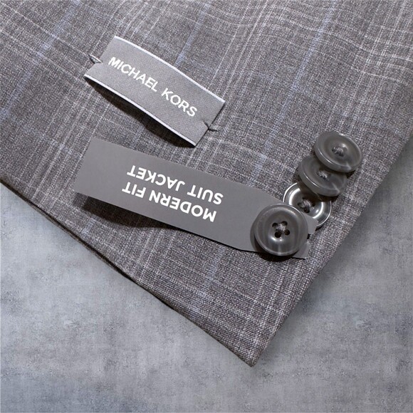 $450 MICHAEL KORS Men Blazer 48L Gray WOOL Sport Coat 2-Button Jacket Windowpane - Picture 5 of 13